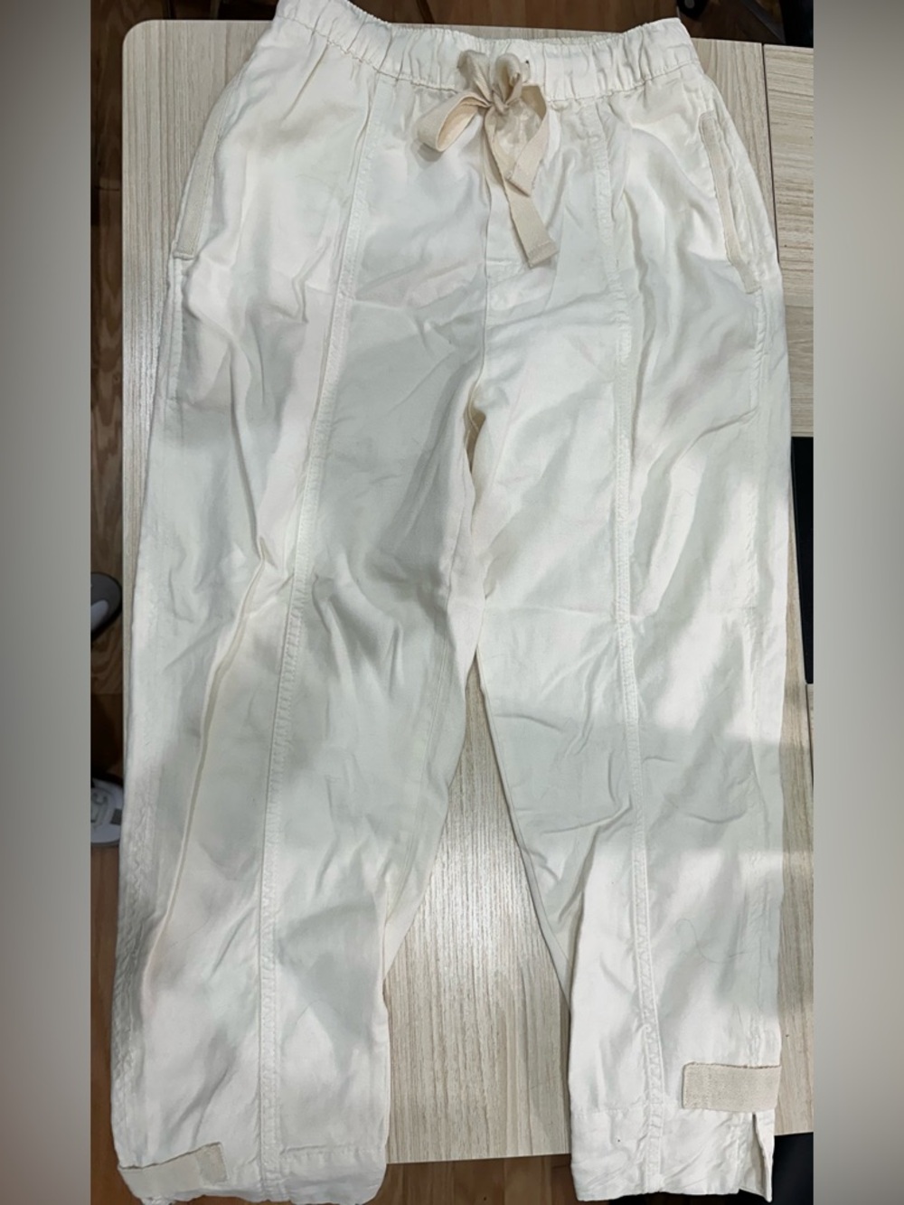 Zara Cream Drawstring Casual Trousers